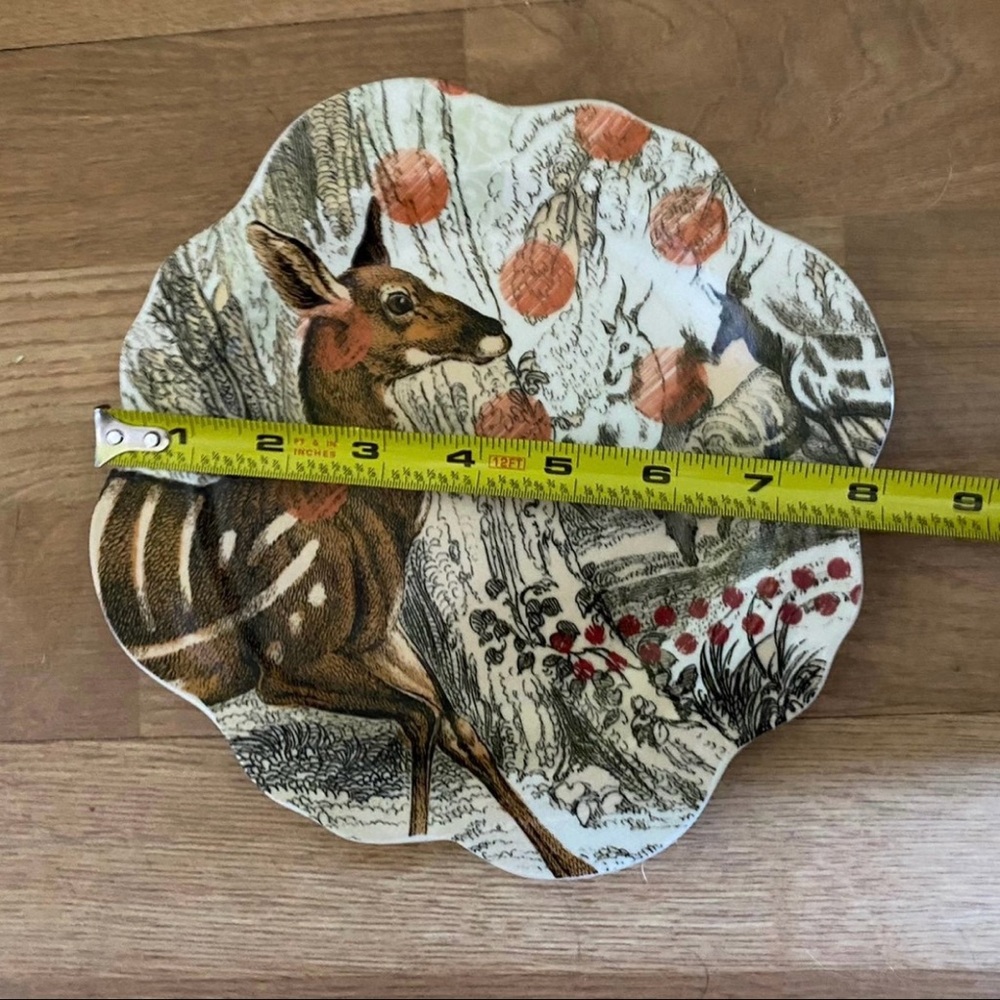 anthropologie plate set deer gazelle dessert dinner Lot Scalloped Edge Vintage - Picture 4 of 5
